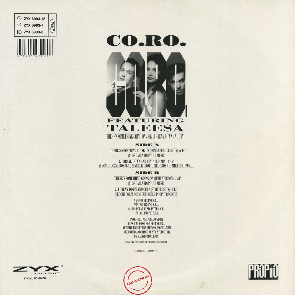 Оцифровка винила: Co.Ro. (1993) There's Something Going On / I Break Down And Cry