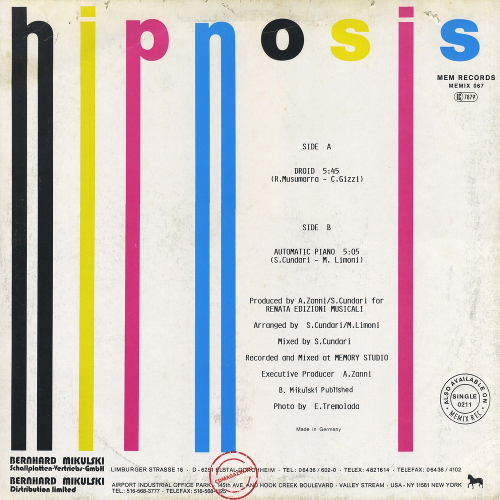 Оцифровка винила: Hipnosis (1987) Droid / Automatic Piano Оцифровка винила: Hipnosis (1987) Droid / Automatic Piano