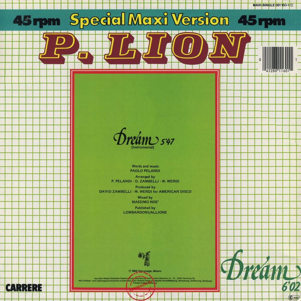 Оцифровка винила: P. Lion (1984) Dream