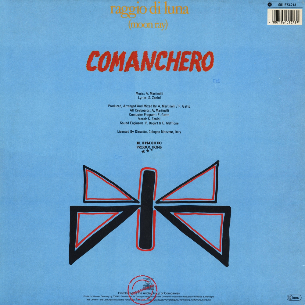 Оцифровка винила: Raggio Di Luna (Moon Ray) (1984) Comanchero Оцифровка винила: Raggio Di Luna (Moon Ray) (1984) Comanchero