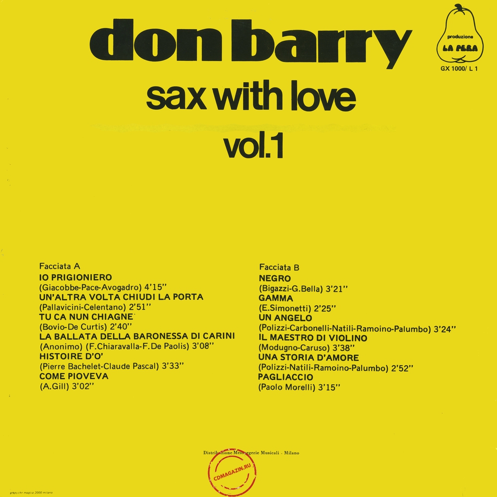 Оцифровка винила: Don Barry (2) (1976) Sax With Love Vol.1