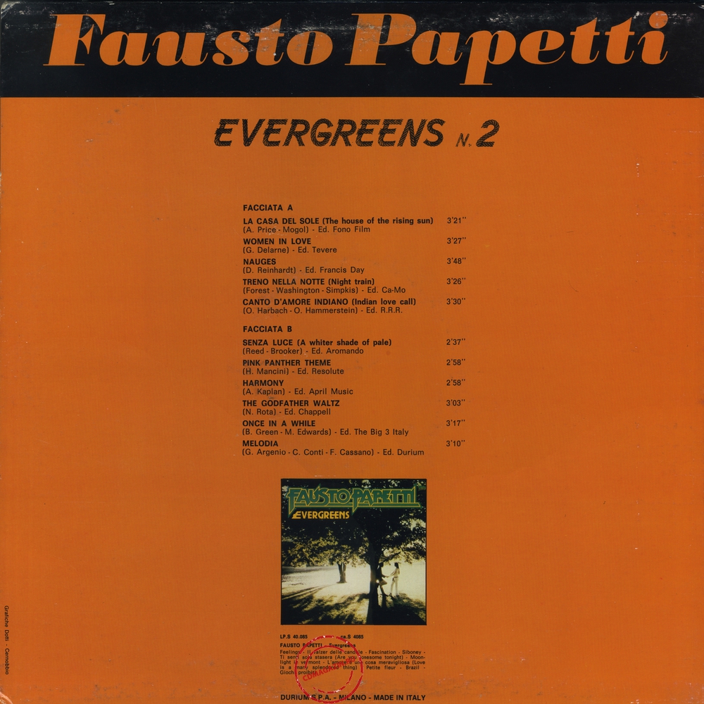 Оцифровка винила: Fausto Papetti (1980) Evergreens № 2