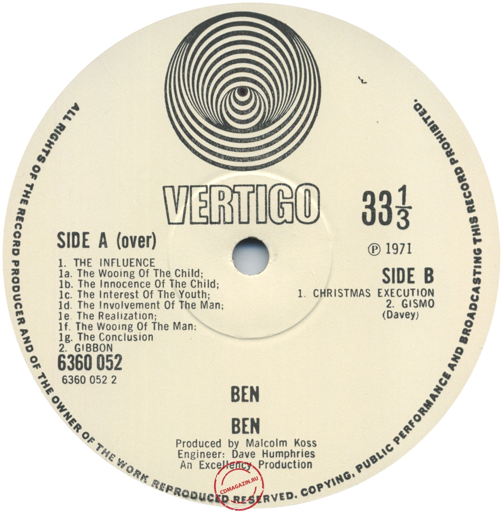 Оцифровка винила: Ben (29) (1971) Ben Оцифровка винила: Ben (29) (1971) Ben