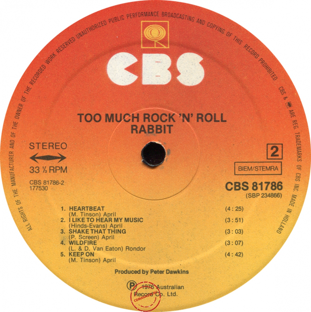 Оцифровка винила: Rabbit (1976) Too Much Rock'n'Roll Оцифровка винила: Rabbit (1976) Too Much Rock'n'Roll