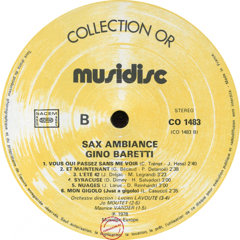 Оцифровка винила: Gino Baretti (1978) Sax Ambiance