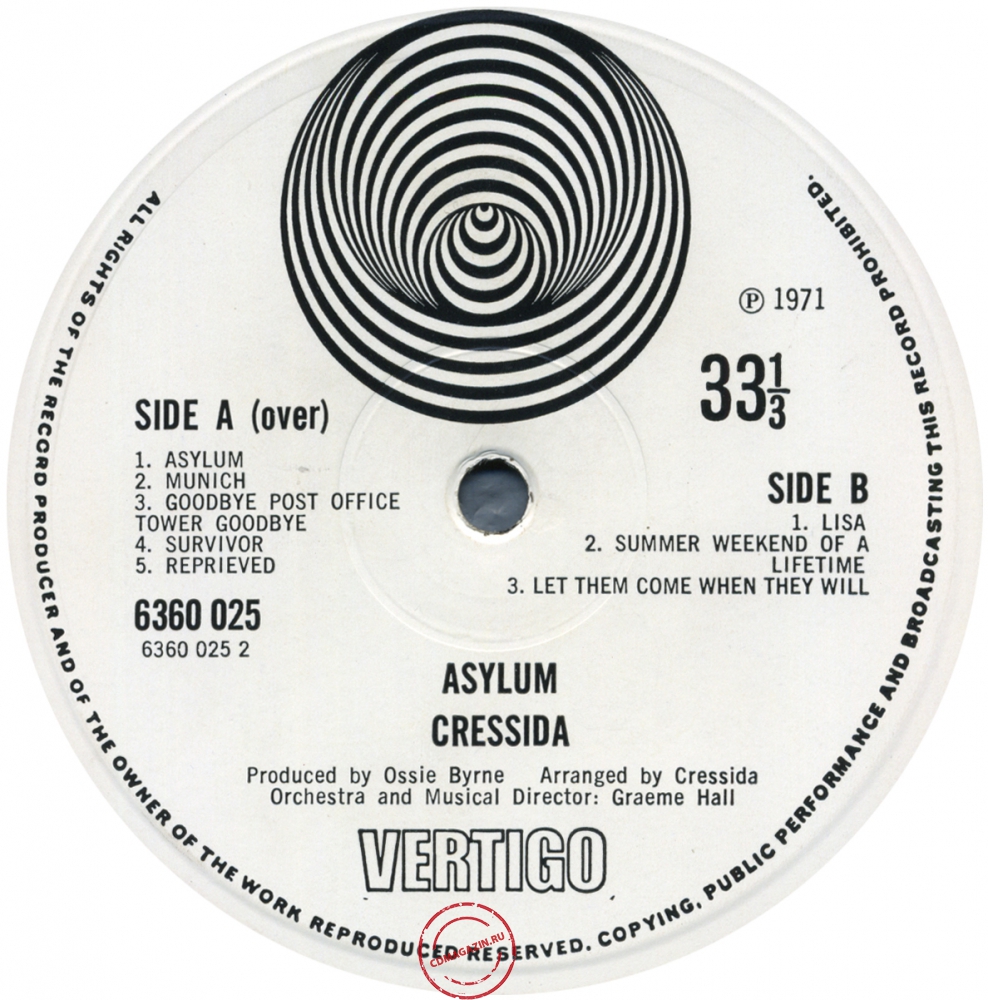 Оцифровка винила: Cressida (3) (1971) Asylum