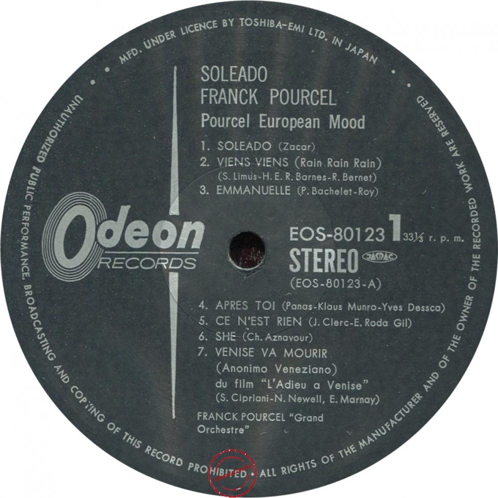 Оцифровка винила: Franck Pourcel (1975) Soleado Franck Pourcel Оцифровка винила: Franck Pourcel (1975) Soleado Franck Pourcel