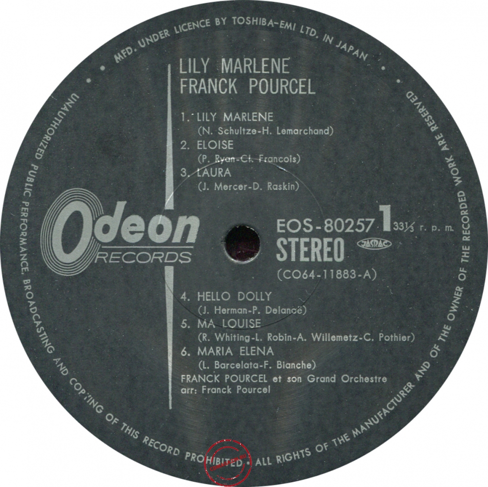 Оцифровка винила: Franck Pourcel (1975) Lily Marléne