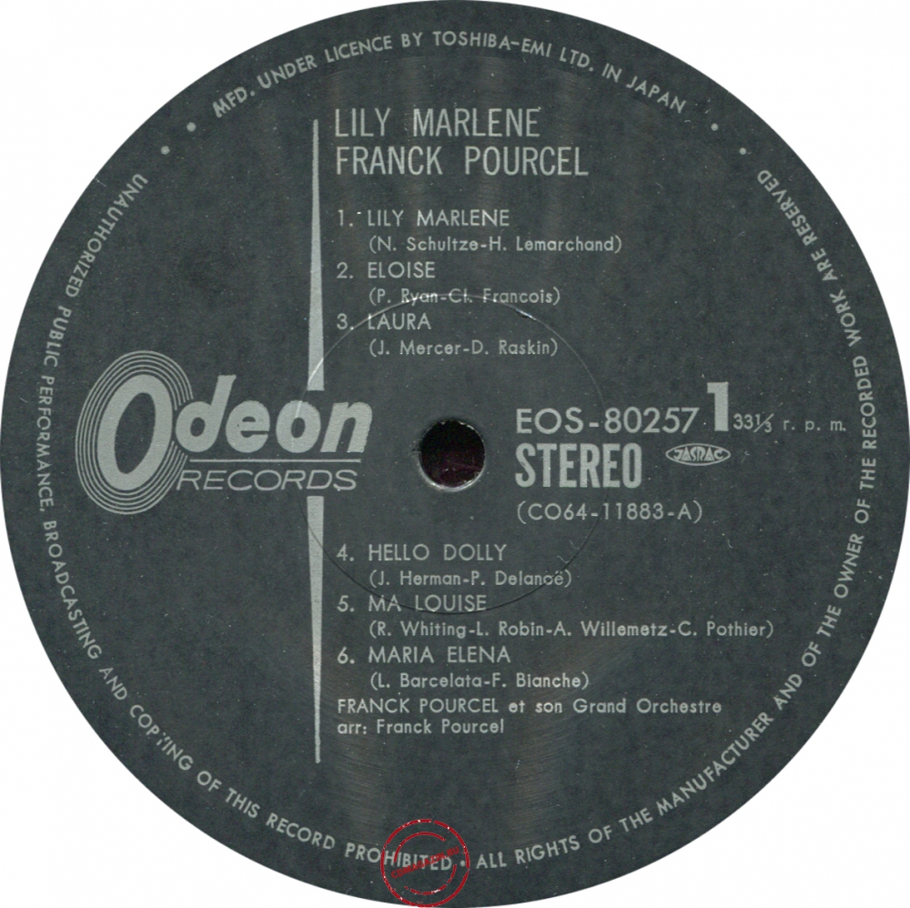 Оцифровка винила: Franck Pourcel (1972) Lily Marléne Оцифровка винила: Franck Pourcel (1972) Lily Marléne