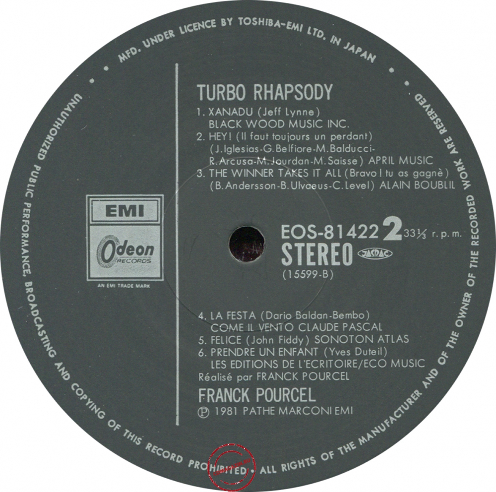 Оцифровка винила: Franck Pourcel (1981) Turbo Rhapsody