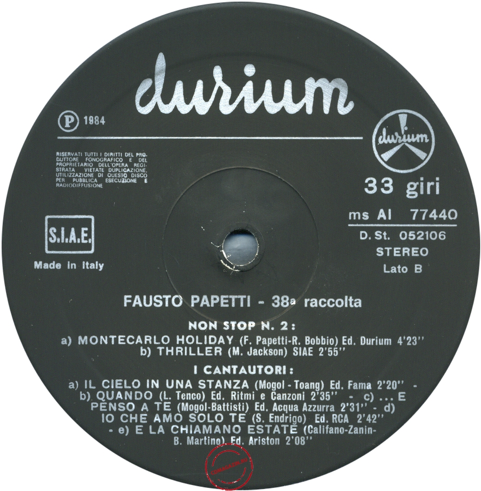 Оцифровка винила: Fausto Papetti (1984) 38a Raccolta Оцифровка винила: Fausto Papetti (1984) 38a Raccolta