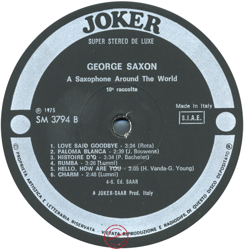 Оцифровка винила: George Saxon (1975) 10ª Raccolta Оцифровка винила: George Saxon (1975) 10ª Raccolta