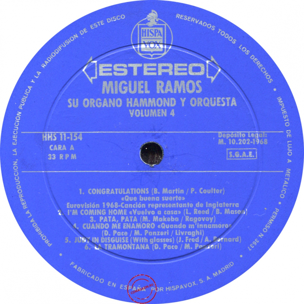 Оцифровка винила: Miguel Ramos (1968) Y Su Organo Hammond Vol. 4 Оцифровка винила: Miguel Ramos (1968) Y Su Organo Hammond Vol. 4