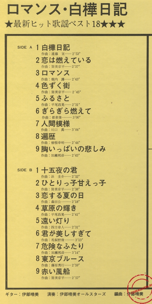 Оцифровка винила: Harumi Ibe (1973) A Romance. White Birch Diary