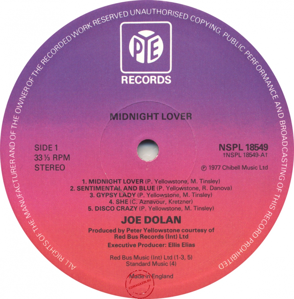 Оцифровка винила: Joe Dolan (1978) Midnight Lover