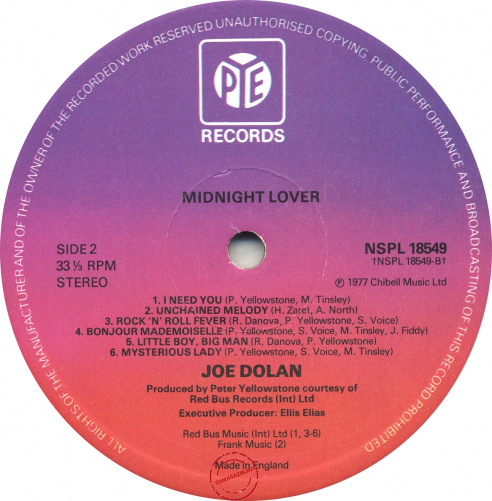 Оцифровка винила: Joe Dolan (1978) Midnight Lover