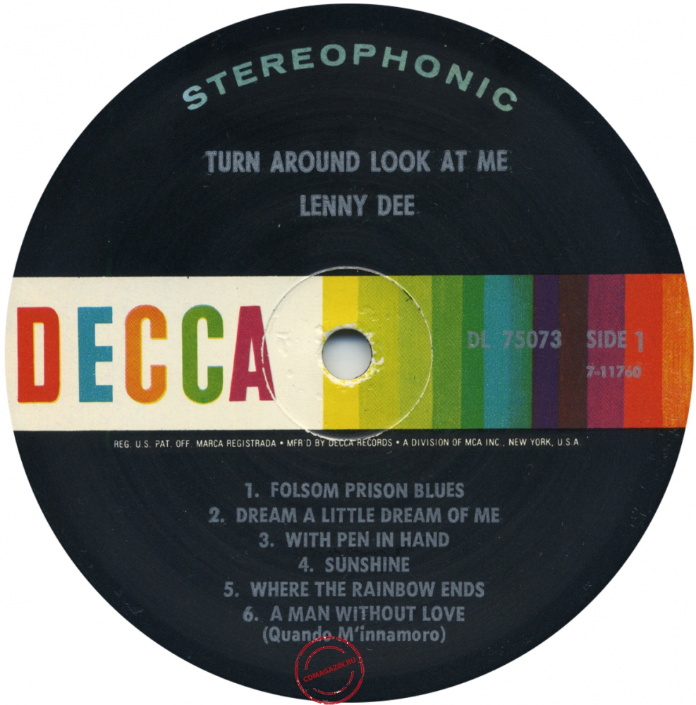 Оцифровка винила: Lenny Dee (2) (1969) Turn Around, Look At Me