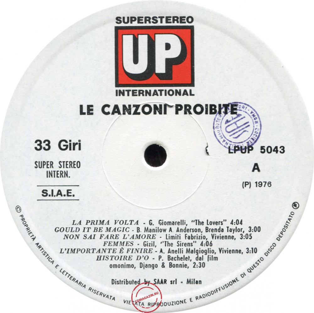 Оцифровка винила: VA Le Canzoni Proibite (1976) Vol. 1