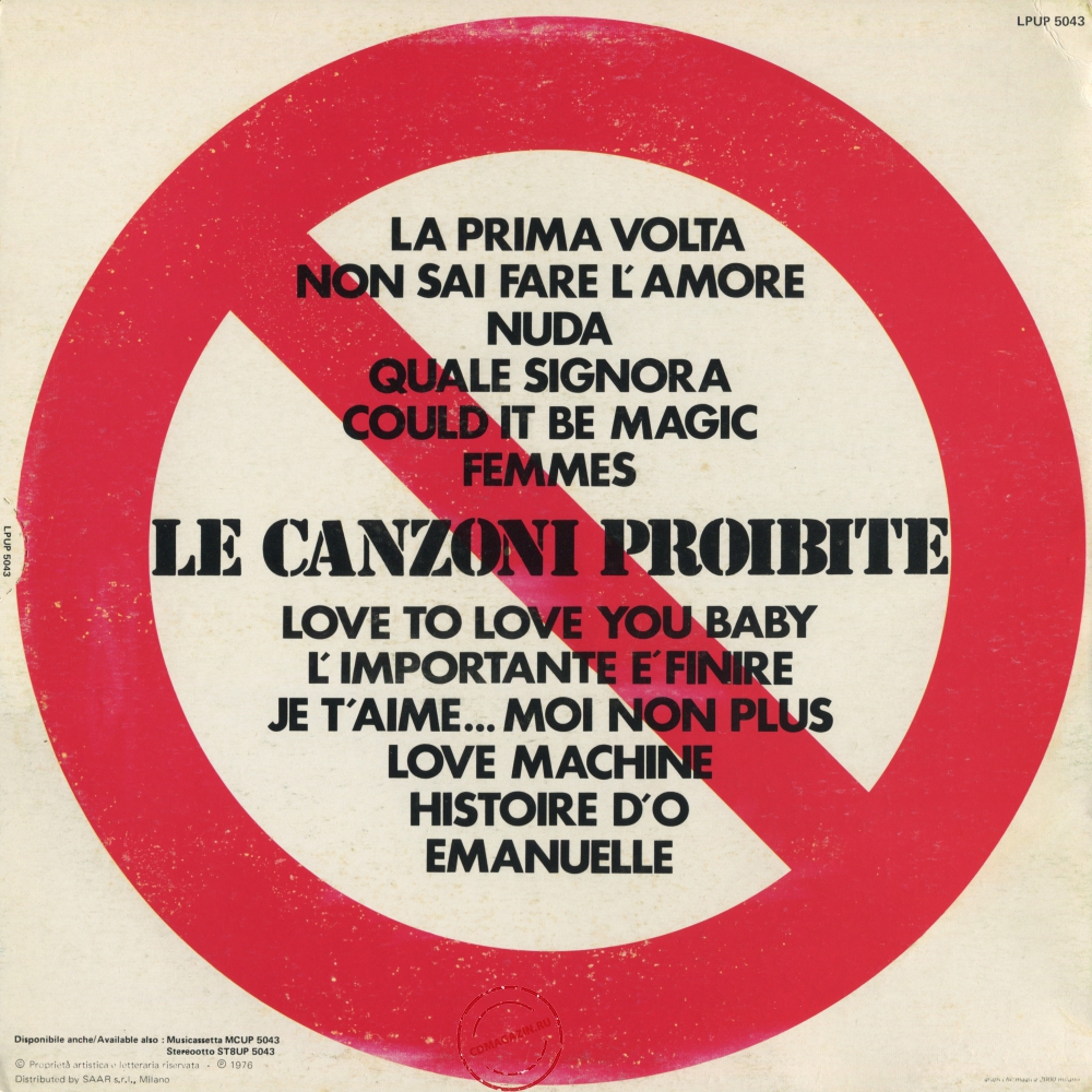 Оцифровка винила: VA Le Canzoni Proibite (1976) Vol. 1