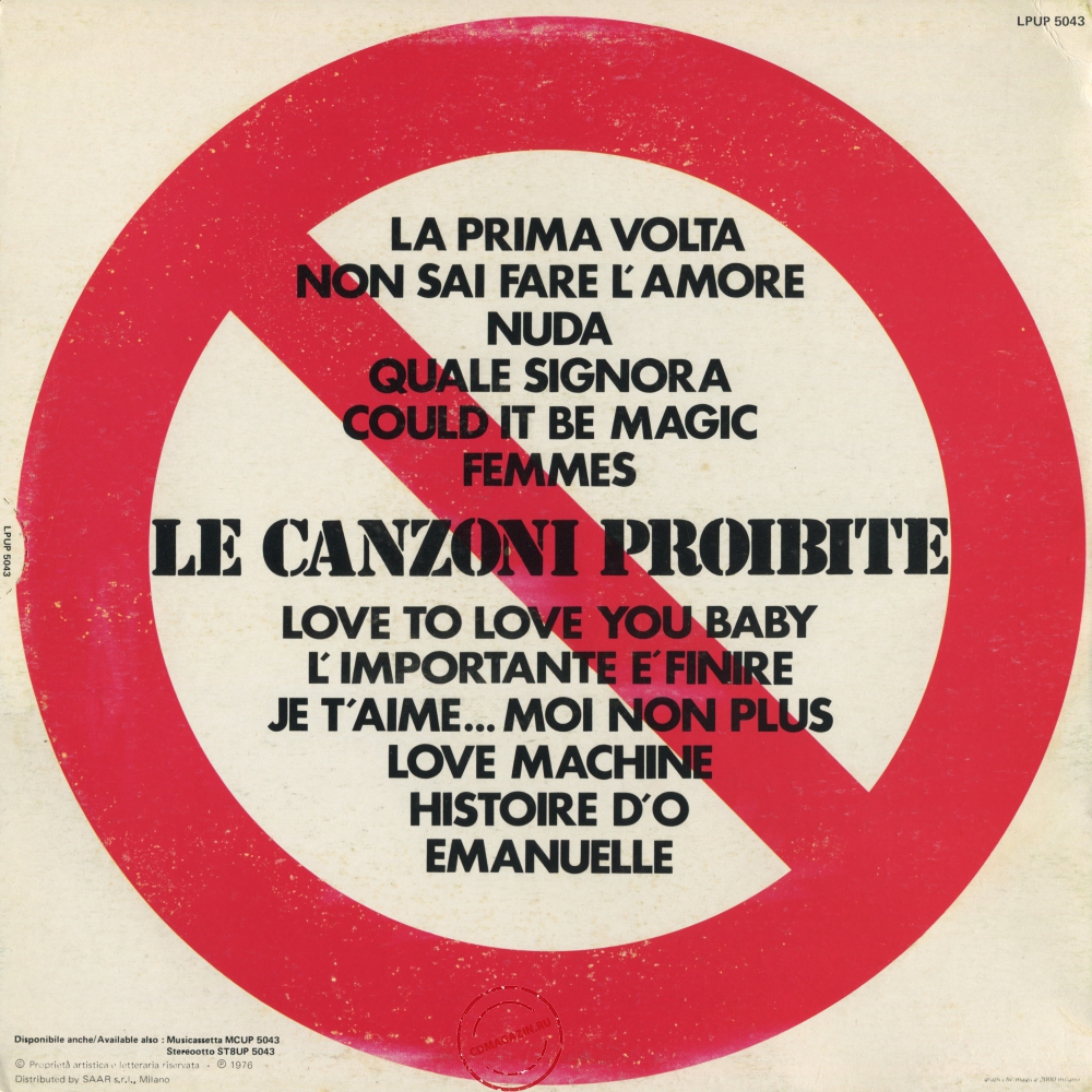 Оцифровка винила: VA Le Canzoni Proibite (1976) Vol. 1 Оцифровка винила: VA Le Canzoni Proibite (1976) Vol. 1