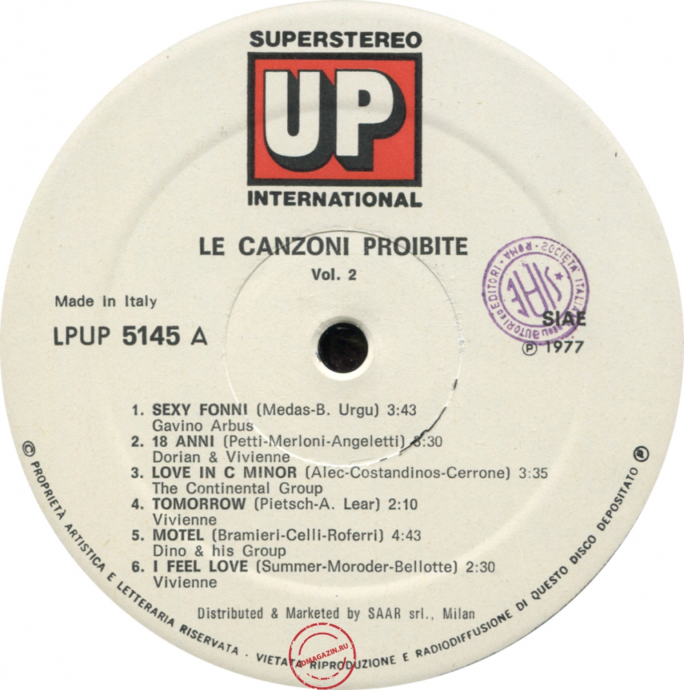 Оцифровка винила: VA Le Canzoni Proibite (1977) Vol. 2