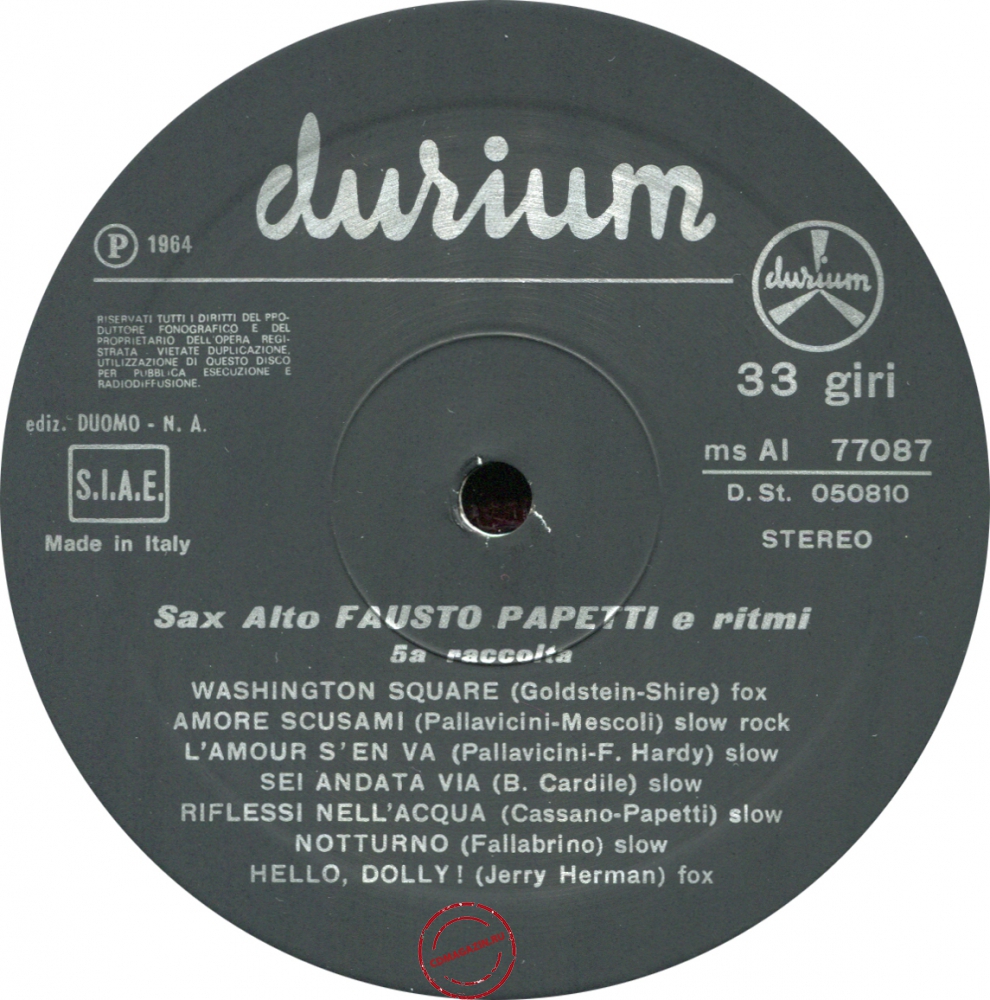 Оцифровка винила: Fausto Papetti (1964) 5a Raccolta Оцифровка винила: Fausto Papetti (1964) 5a Raccolta