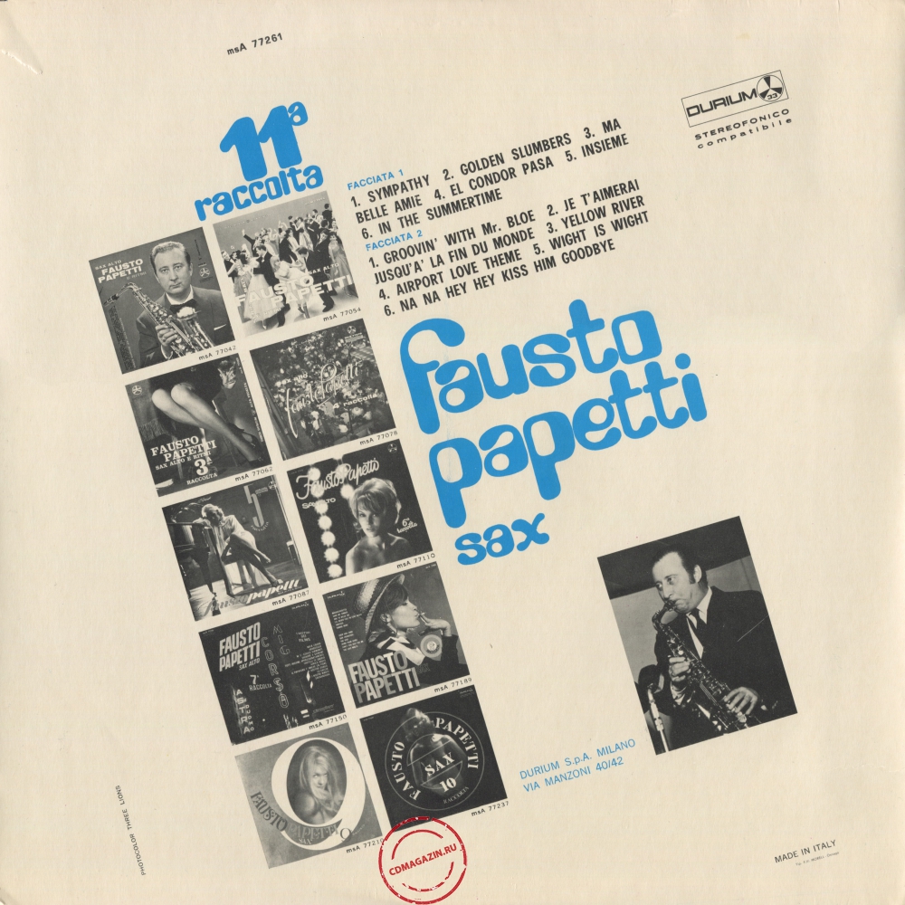 Оцифровка винила: Fausto Papetti (1970) 11a Raccolta