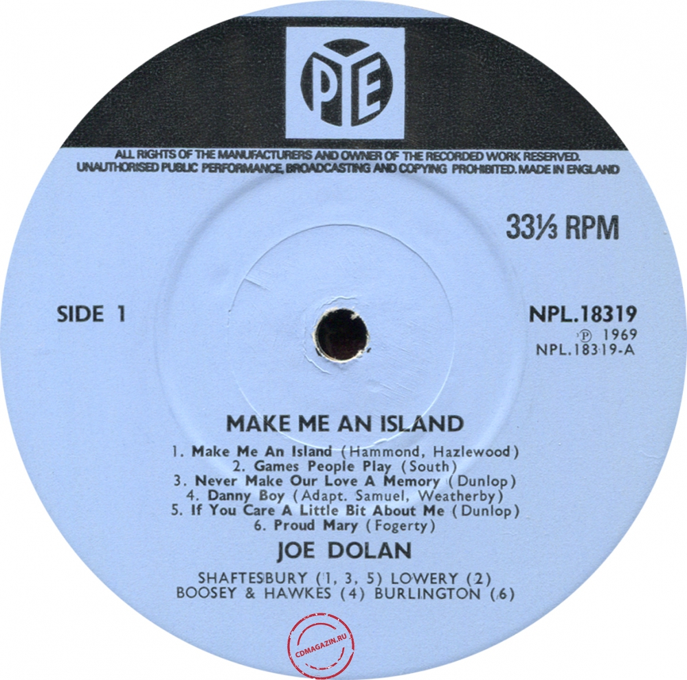 Оцифровка винила: Joe Dolan (1969) Make Me An Island