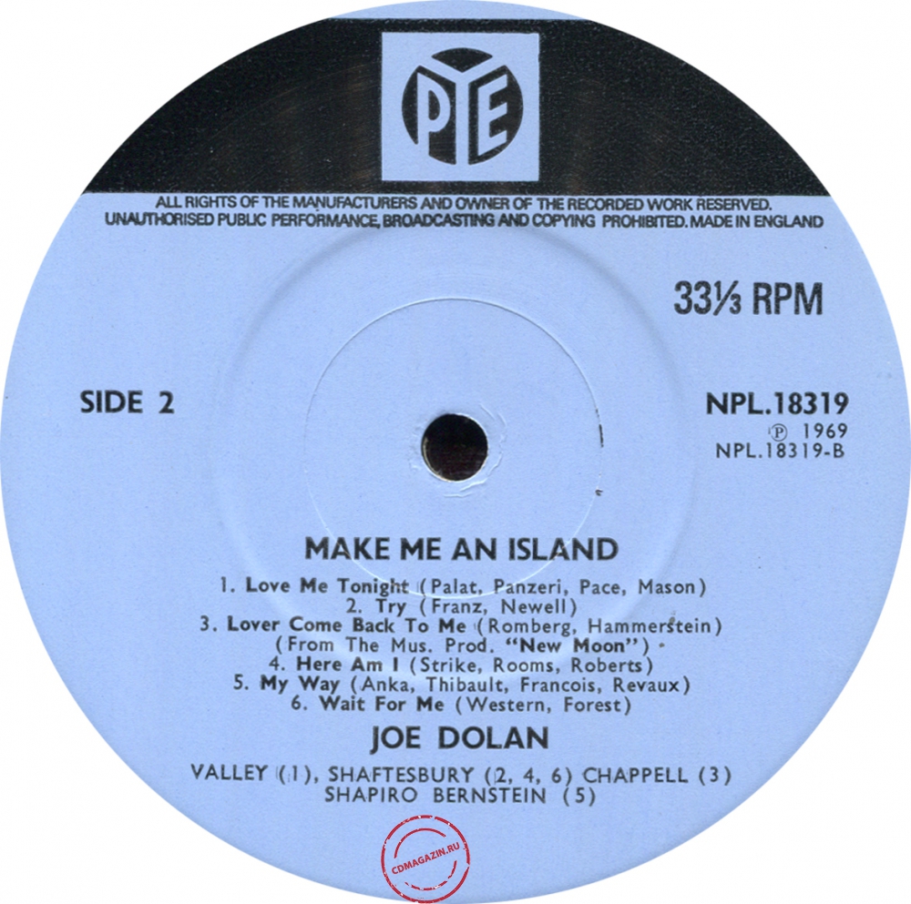 Оцифровка винила: Joe Dolan (1969) Make Me An Island