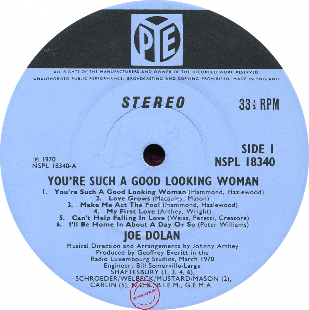 Оцифровка винила: Joe Dolan (1970) You're Such A Good Looking Woman Оцифровка винила: Joe Dolan (1970) You're Such A Good Looking Woman