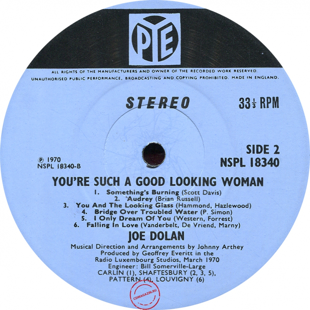 Оцифровка винила: Joe Dolan (1970) You're Such A Good Looking Woman