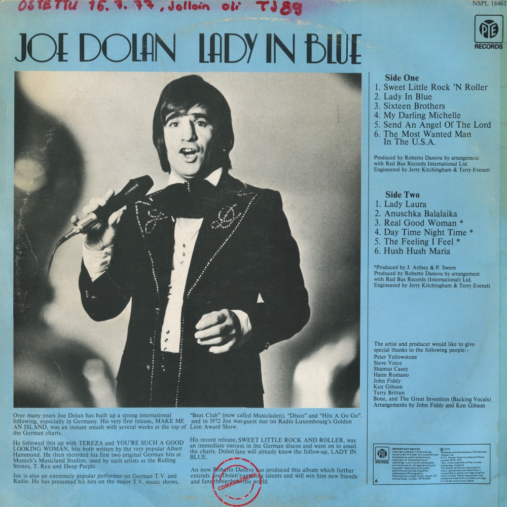 Оцифровка винила: Joe Dolan (1975) Lady In Blue Оцифровка винила: Joe Dolan (1975) Lady In Blue