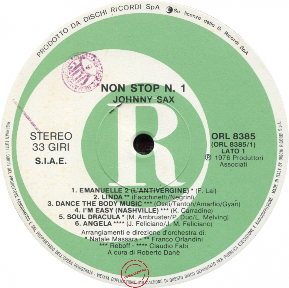 Оцифровка винила: Johnny Sax (1976) Non Stop 1 Оцифровка винила: Johnny Sax (1976) Non Stop 1