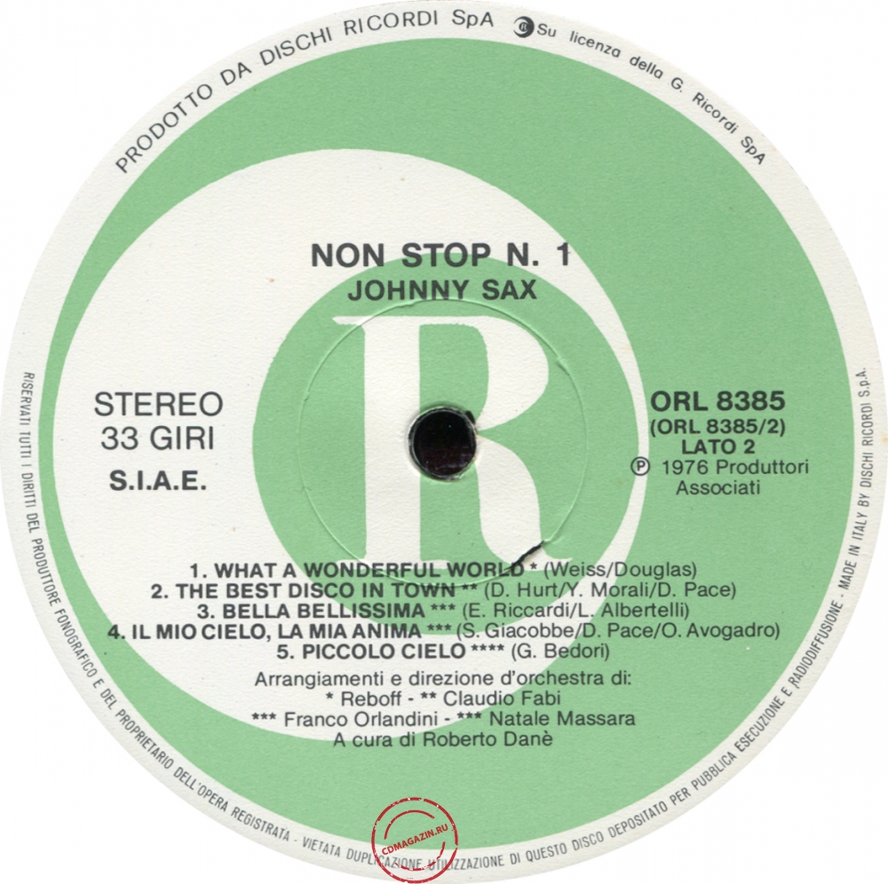 Оцифровка винила: Johnny Sax (1976) Non Stop 1