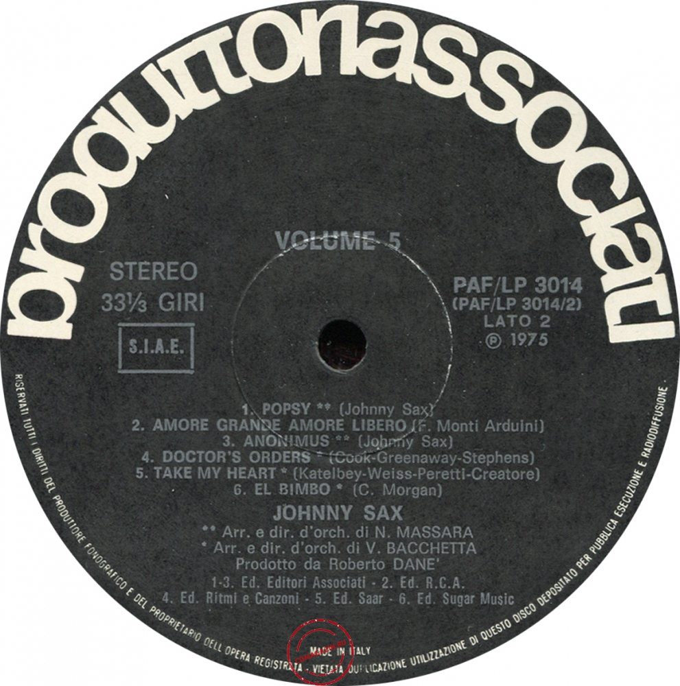 Оцифровка винила: Johnny Sax (1975) Vol/5