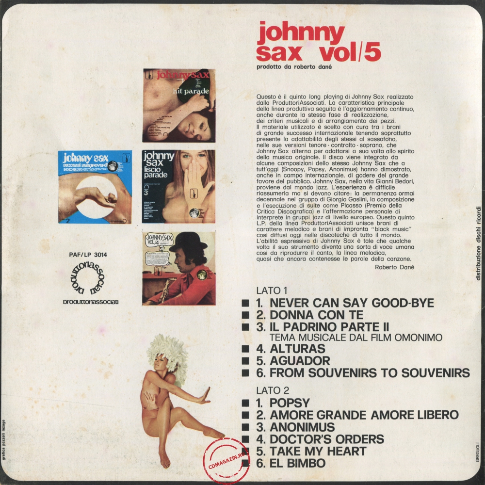 Оцифровка винила: Johnny Sax (1975) Vol/5