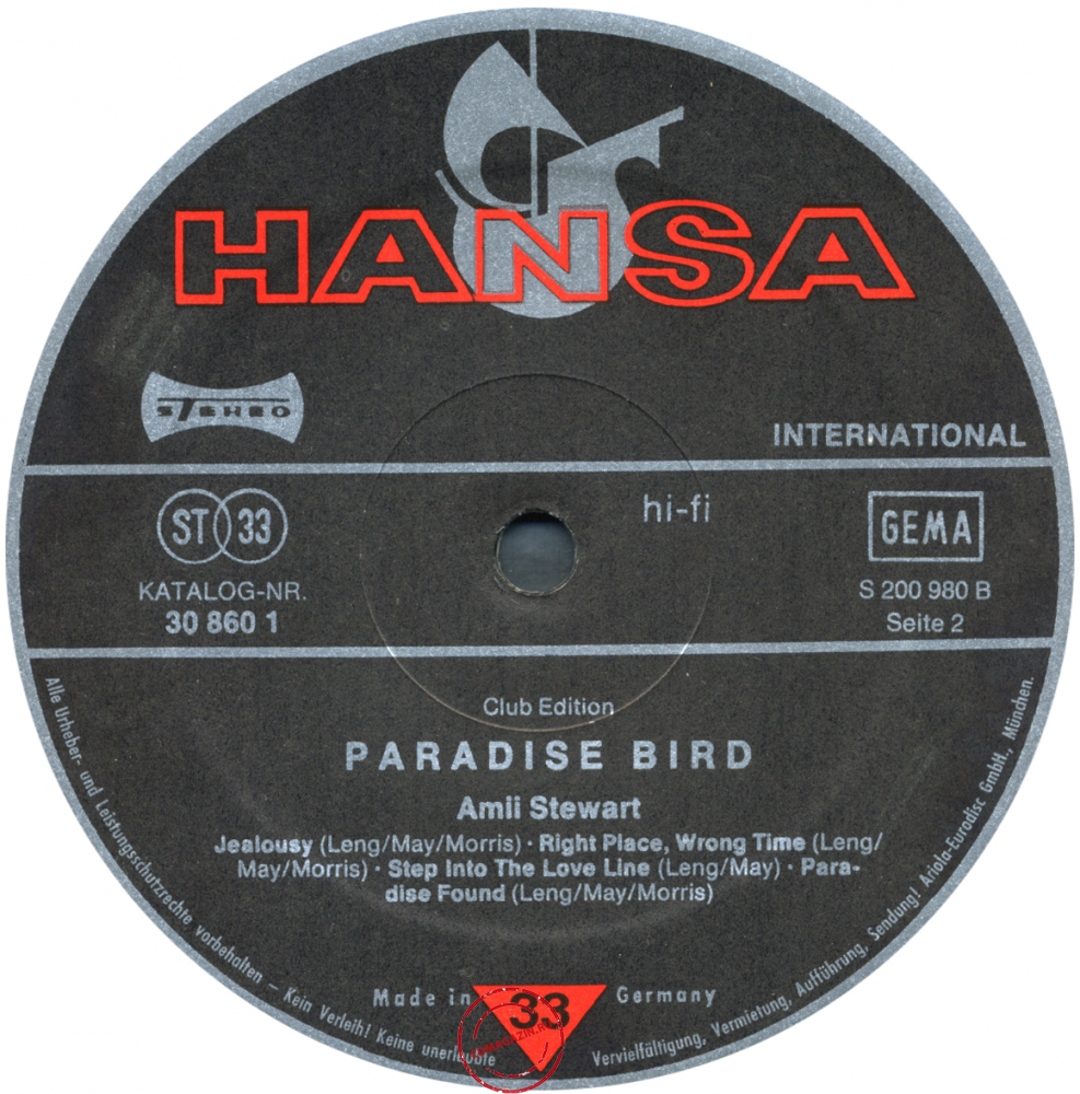 Оцифровка винила: Amii Stewart (1979) Paradise Bird