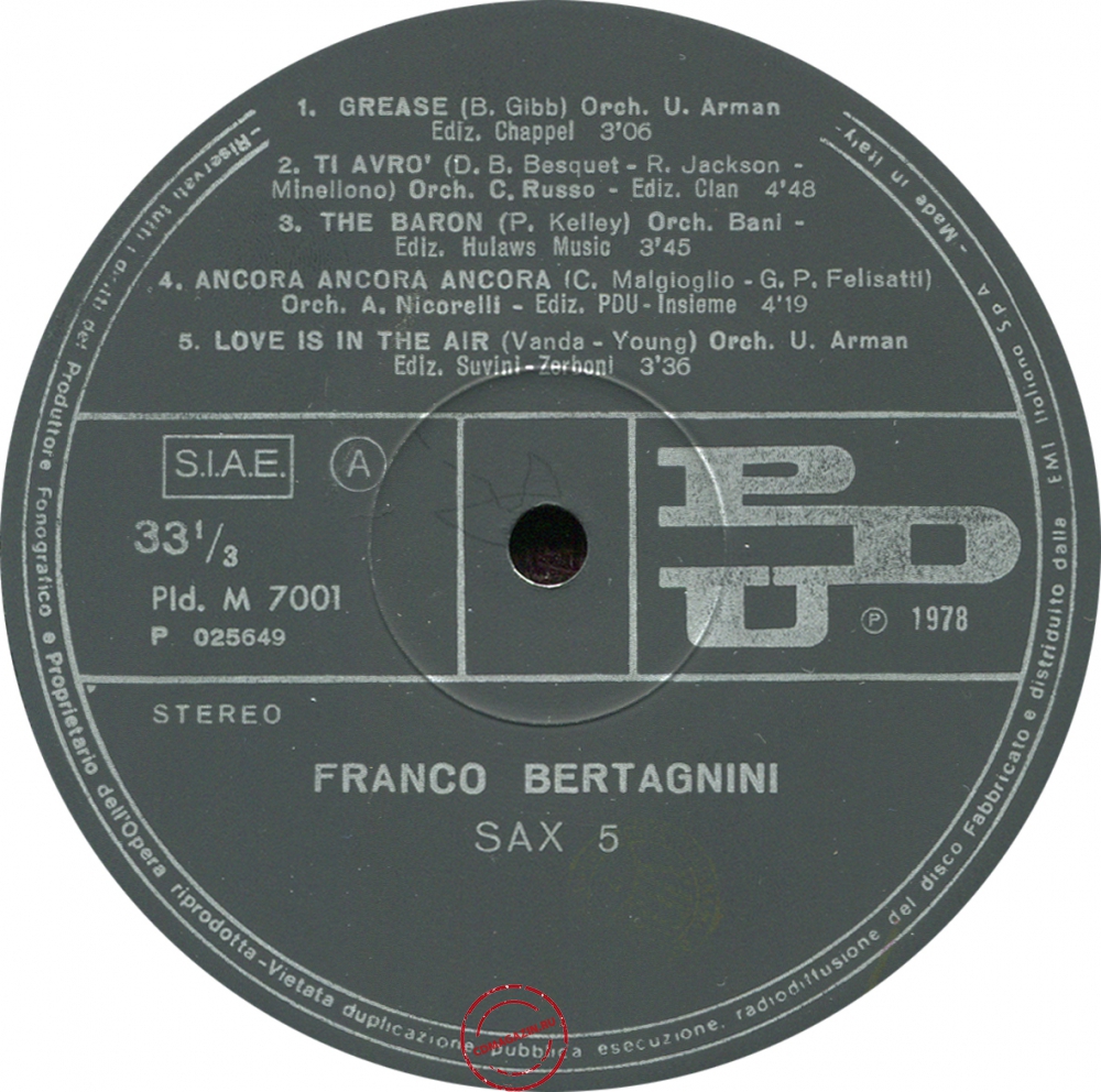 Оцифровка винила: Franco Bertagnini (1978) Sax 5