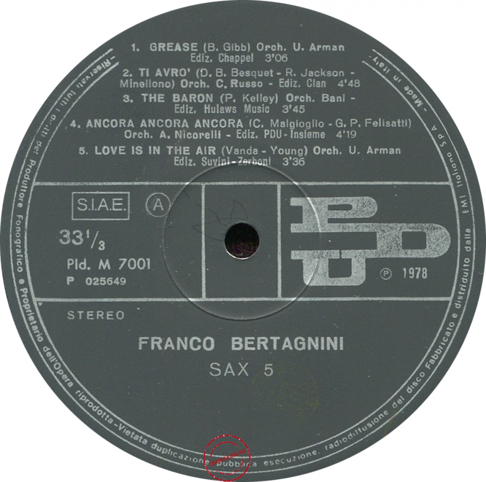 Оцифровка винила: Franco Bertagnini (1978) Sax 5 Оцифровка винила: Franco Bertagnini (1978) Sax 5