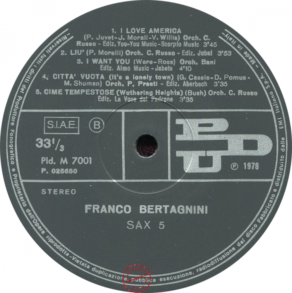 Оцифровка винила: Franco Bertagnini (1978) Sax 5 Оцифровка винила: Franco Bertagnini (1978) Sax 5