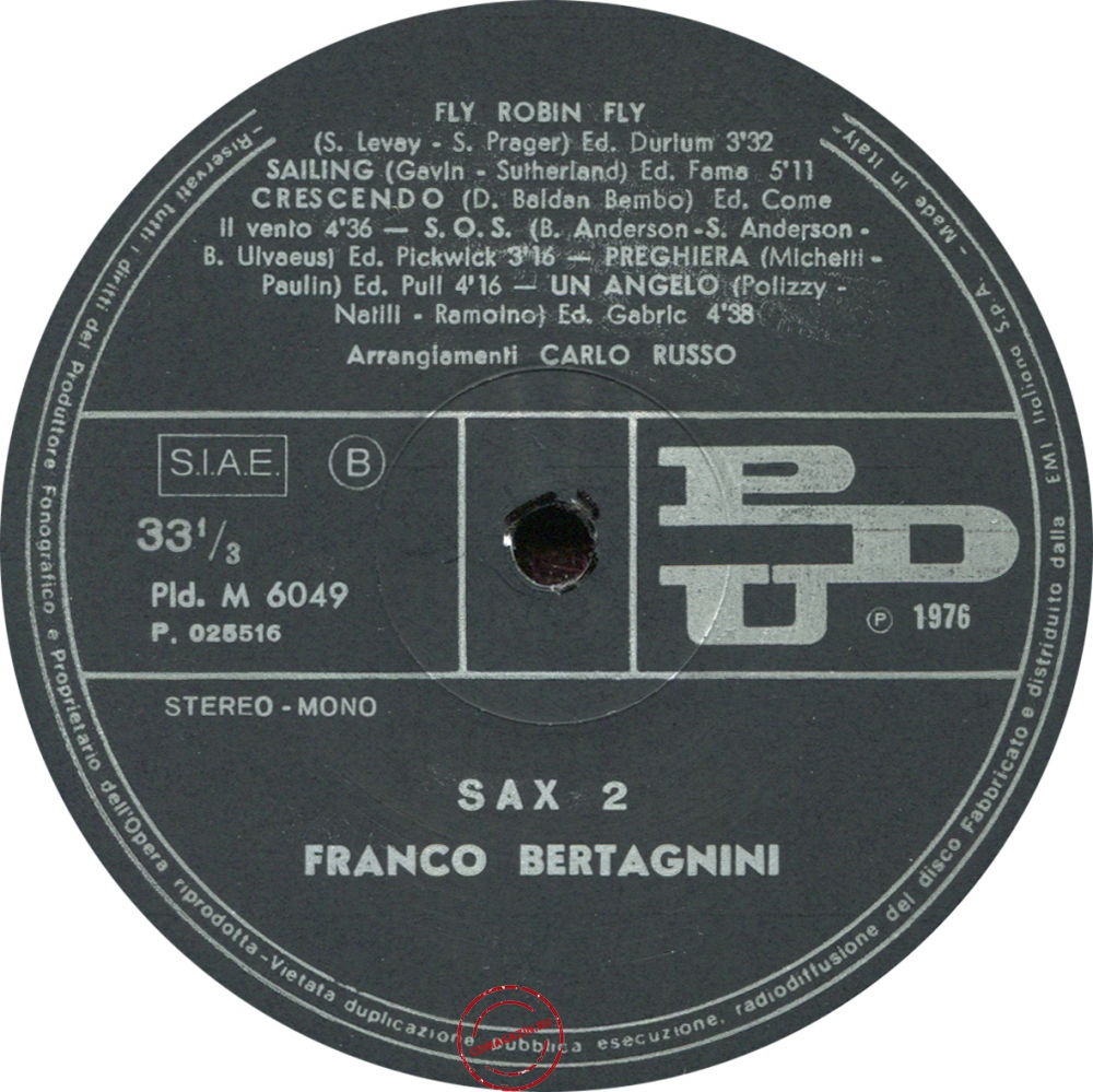 Оцифровка винила: Franco Bertagnini (1976) Sax 2