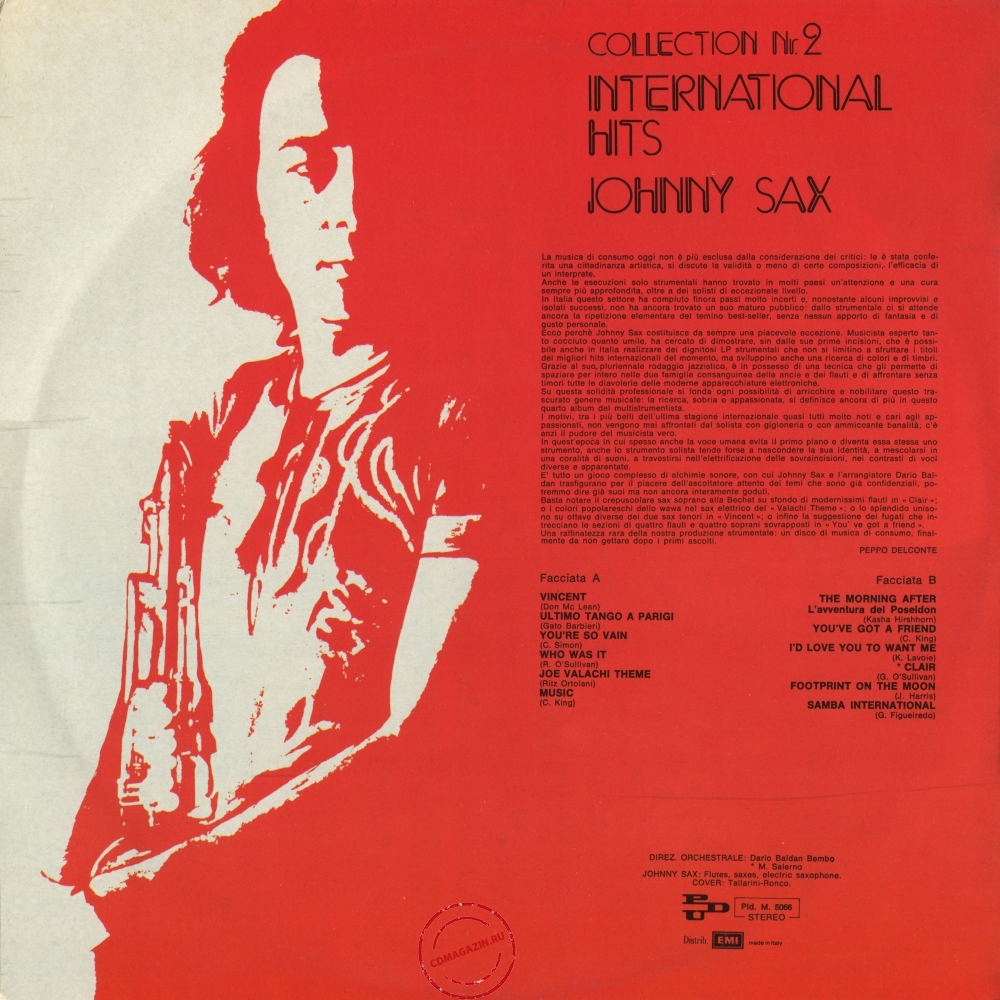 Оцифровка винила: Johnny Sax (1973) International Hits Collection Nr. 2