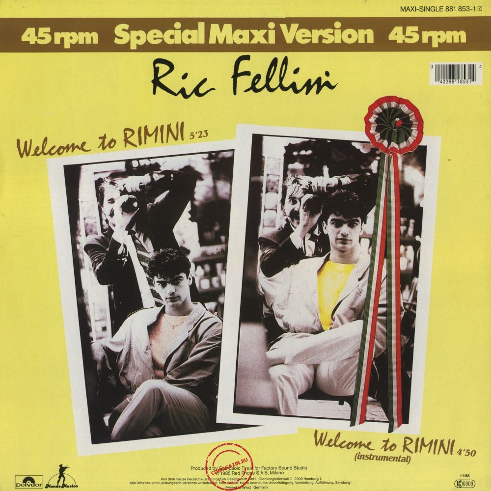 Оцифровка винила: Ric Fellini (1985) Welcome To Rimini