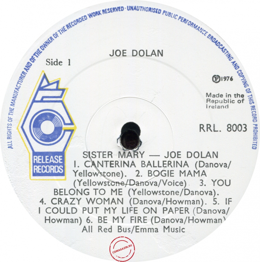 Оцифровка винила: Joe Dolan (1976) Sister Mary (Crazy Woman)