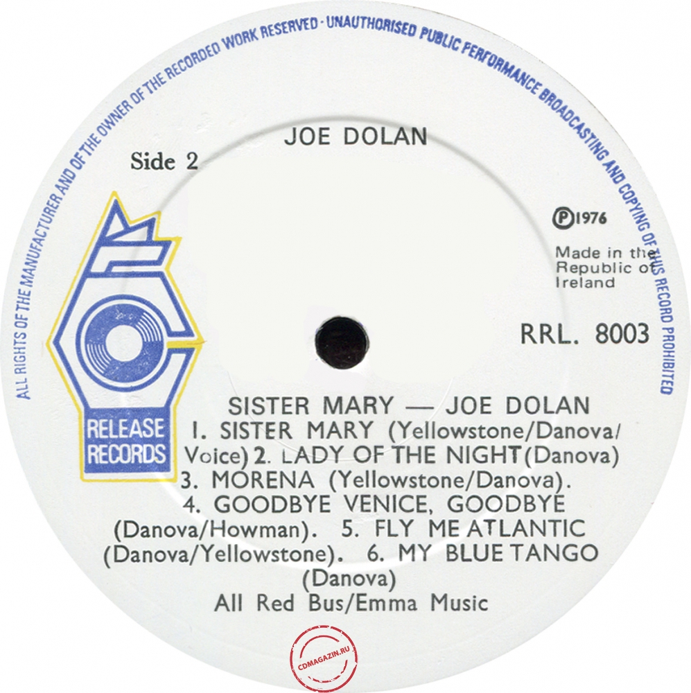 Оцифровка винила: Joe Dolan (1976) Sister Mary (Crazy Woman)