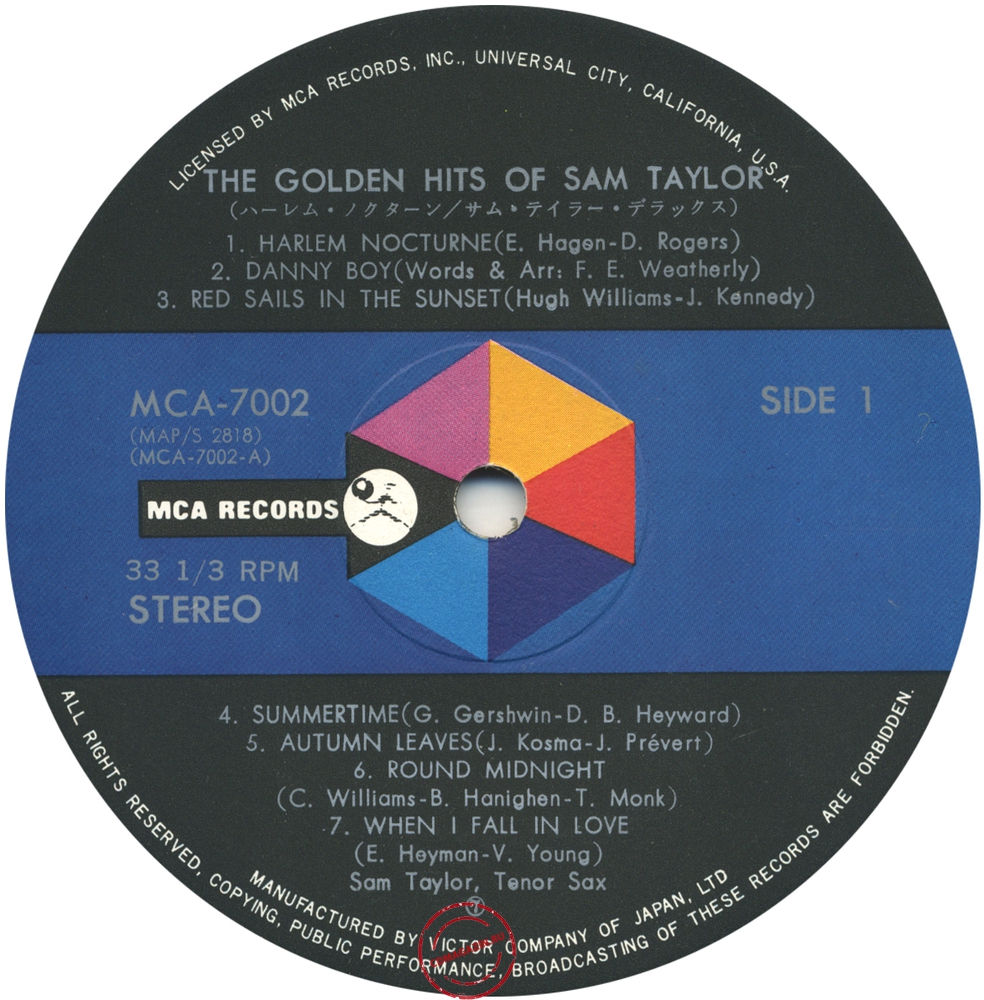 Оцифровка винила: Sam Taylor (2) (1970) The Golden Hits Of Sam Taylor