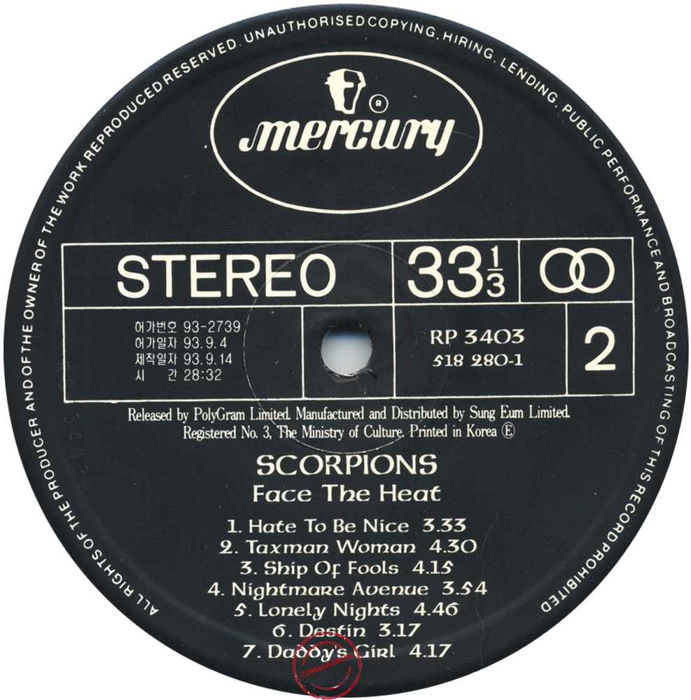 Оцифровка винила: Scorpions (1993) Face The Heat