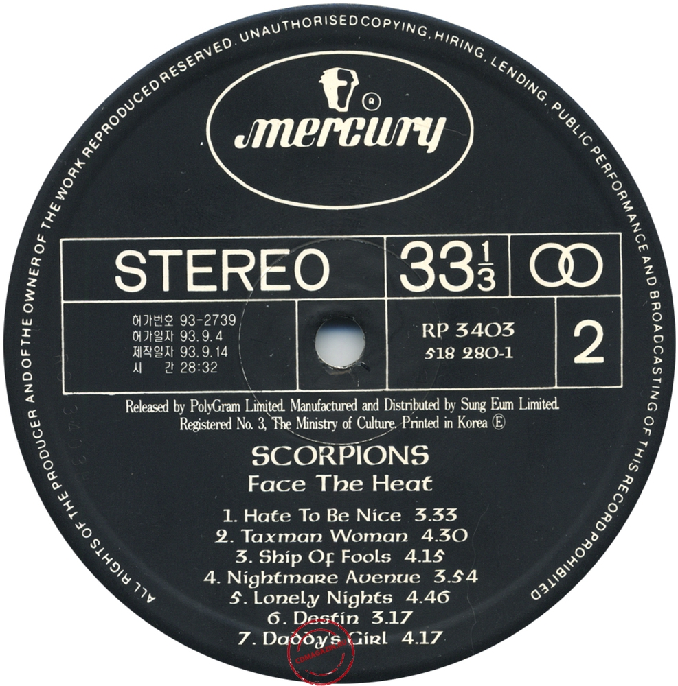 Оцифровка винила: Scorpions (1993) Face The Heat Оцифровка винила: Scorpions (1993) Face The Heat