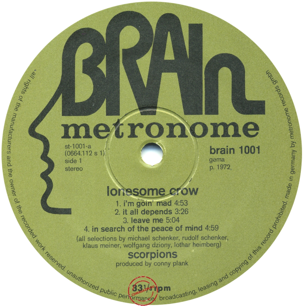 Оцифровка винила: Scorpions (1972) Lonesome Crow