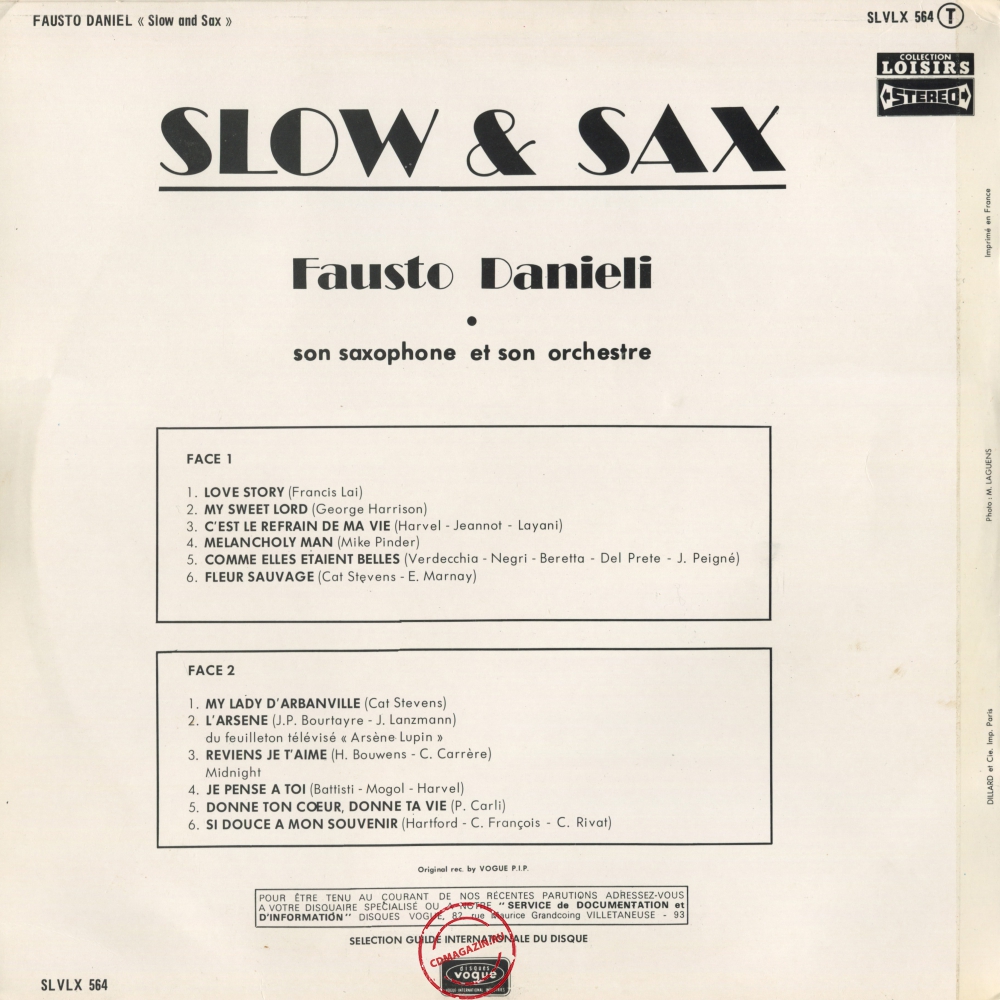 Оцифровка винила: Fausto Danieli (1973) Slow & Sax Оцифровка винила: Fausto Danieli (1973) Slow & Sax